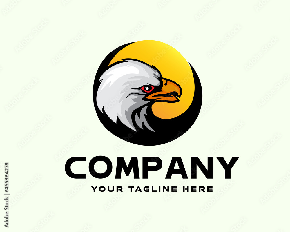 circle eagle falcon hawk bird head logo template illustration ...