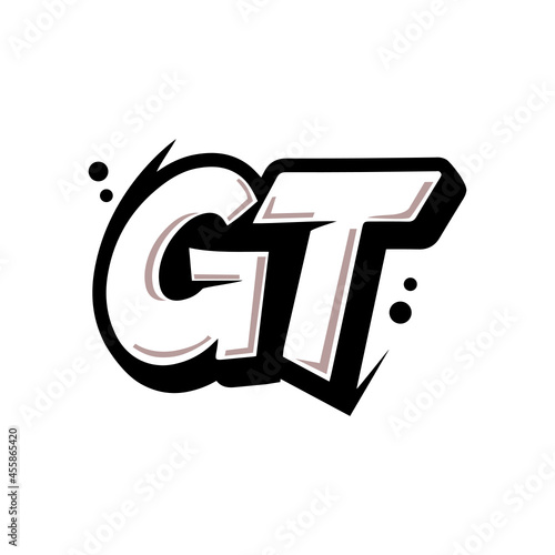 Simple Initial Logo Lettering Cartoon Grafity Black and White GT