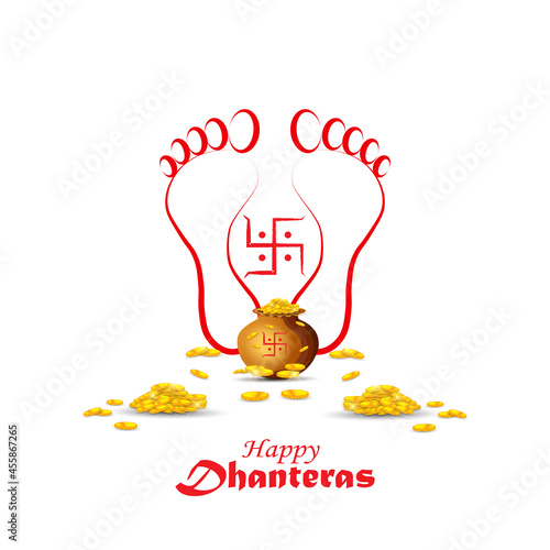 illustration of Gold coin in pot for Dhanteras celebration. photo