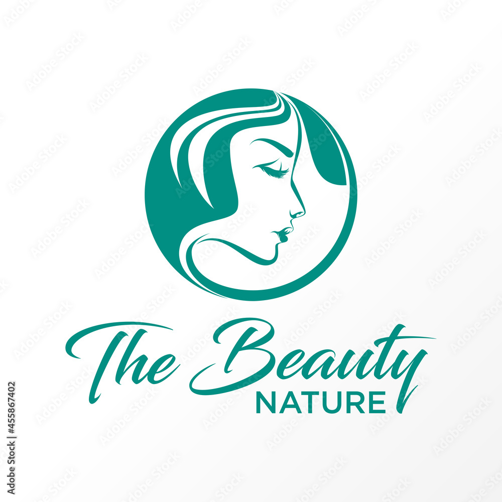 beautiful Woman face in line circle with leaf image graphic icon logo design abstract concept vector stock. Can be used as a symbol related to beauty or nature. beautiful Woman face in line circle with leaf image graphic icon logo design abstract concept vector stock. Can be used as a symbol related to beauty or nature.