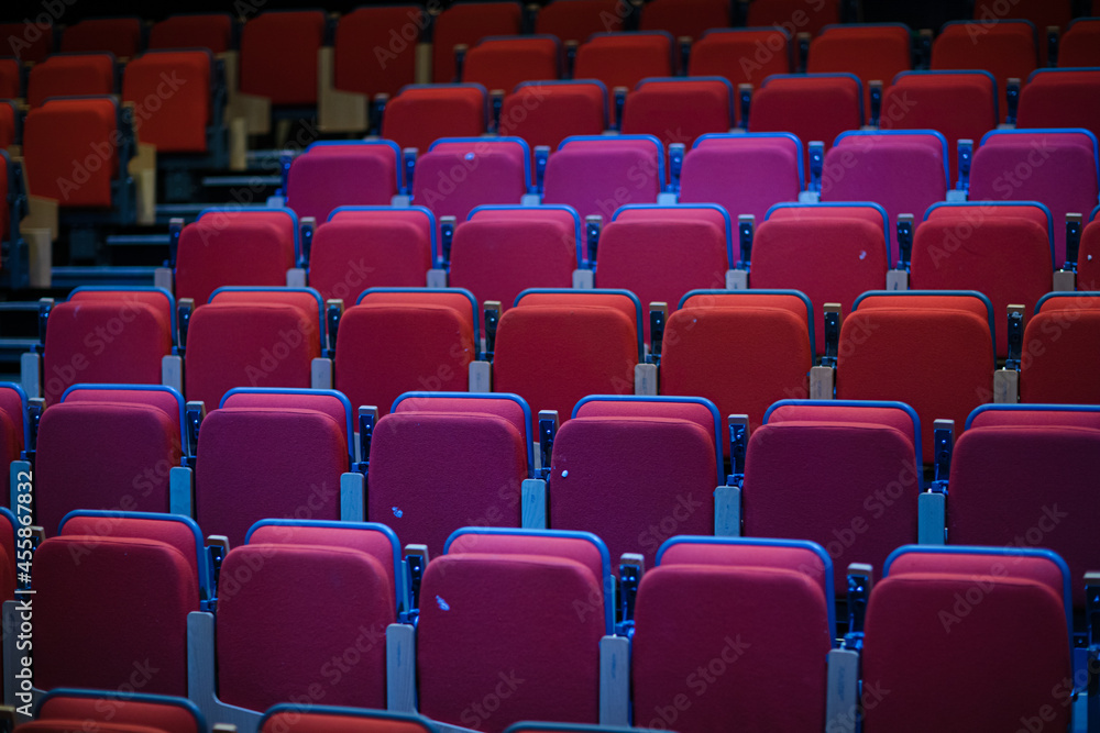 Empty audience seats in auditorium Empty audience seats in auditorium