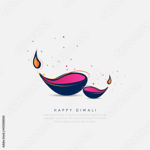 Vector  illustration of diya on Diwali celebration. photo