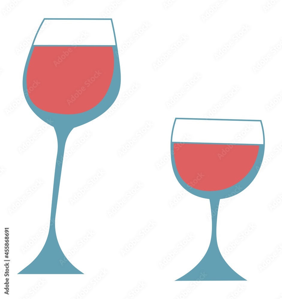 Fotografie Wine glasses with alcoholic beverage poured vector