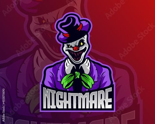 scary clown character vector design illustration, suitable for modern illustration concept for team printing, badge, emblem, t-shirt etc.