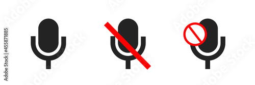 Mute Microphone Icon in Flat Style Isolated on White Background.