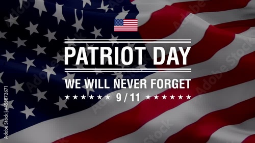 Patriot Day. September 11. United we stand. 9.11 Never Forget USA 1080p Full HD 1920X1080 footage video. September 11, Patriot Day background in colors of national american flag.9-11 Remembrance Flag
