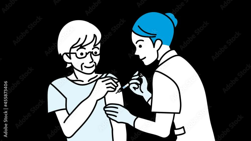 Alpha channel file, Senior woman gets vaccinated by nurse - waist up layout Alpha channel file, Senior woman gets vaccinated by nurse - waist up layout