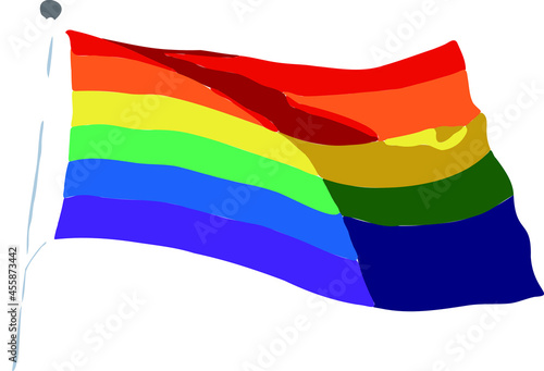 A rainbow flag or banner vector fluttering in the air, the wind blowing an LGBT flag or banner represents the LGBT movement to achieve equality, human rights and freedom for the minority of sexuality