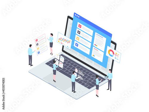 Key Performance Indicator Isometric Illustration. Suitable for Mobile App, Website, Banner, Diagrams, Infographics, and Other Graphic Assets.
