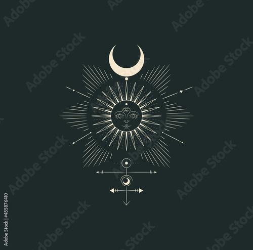 beautiful mystical illustration esotericism astrology yoga vedas cosmos universe on a dark background