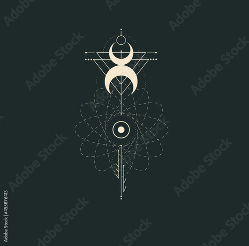 beautiful mystical illustration esotericism astrology yoga vedas cosmos universe on a dark background