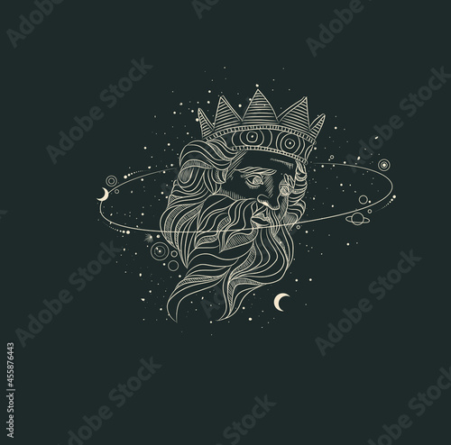 beautiful mystical illustration esotericism astrology yoga vedas cosmos universe on a dark background