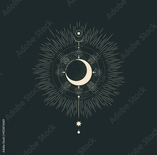 beautiful mystical illustration esotericism astrology yoga vedas cosmos universe on a dark background