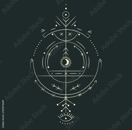 beautiful mystical illustration esotericism astrology yoga vedas cosmos universe on a dark background