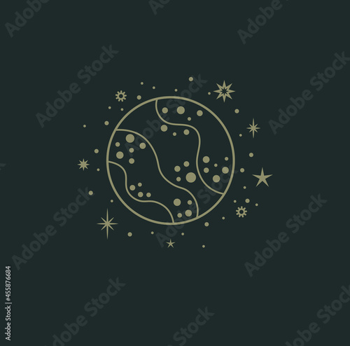beautiful mystical illustration esotericism astrology yoga vedas cosmos universe on a dark background