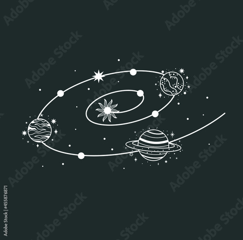 beautiful mystical illustration esotericism astrology yoga vedas cosmos universe on a dark background
