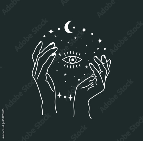 beautiful mystical illustration esotericism astrology yoga vedas cosmos universe on a dark background