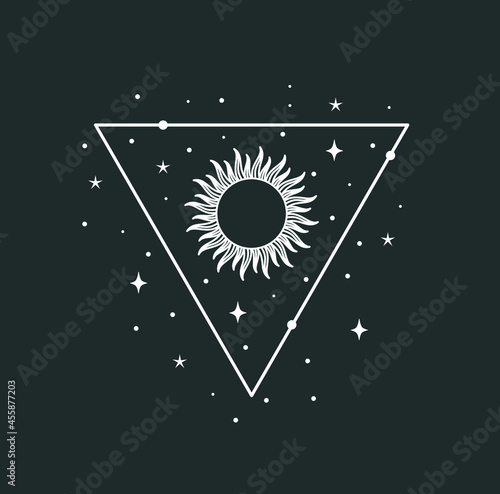 beautiful mystical illustration esotericism astrology yoga vedas cosmos universe on a dark background