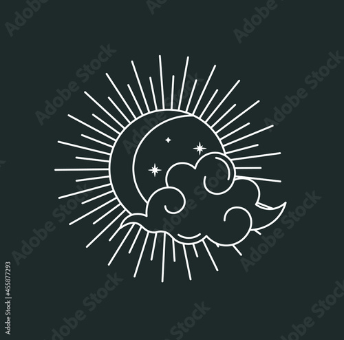beautiful mystical illustration esotericism astrology yoga vedas cosmos universe on a dark background