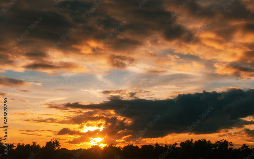 Dramatic twilight sky and cloud sunset background