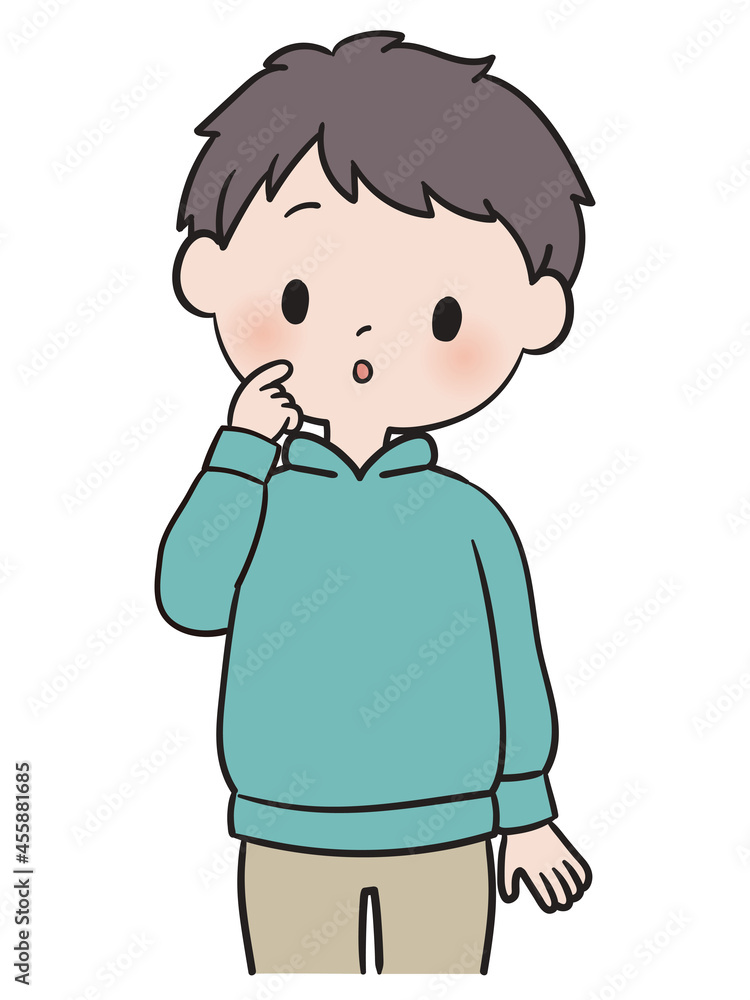 Obraz premium 考えるポーズの男の子