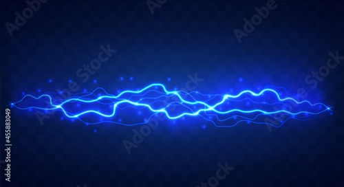 Lightning flash effect. Realistic electric lightning,