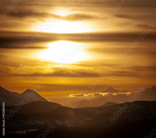 Sunrise over the Matanuska, Susitna Valley in Alaska photo