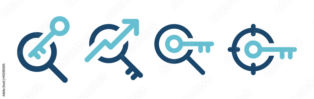 Finding key icon. Keyword symbol. Target key vector illustration Finding key icon. Keyword symbol. Target key vector illustration