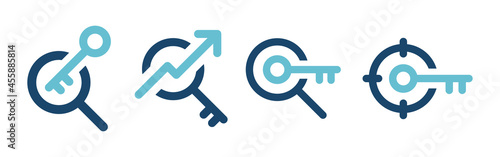 Finding key icon. Keyword symbol. Target key vector illustration