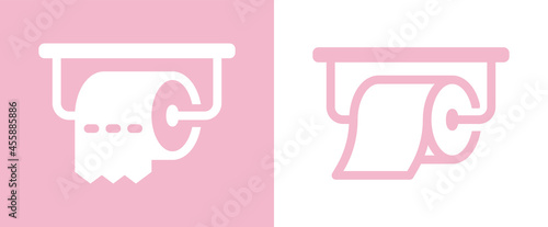 Toilet paper rolls icons. Toilet paper with holder. Vector and illustration.