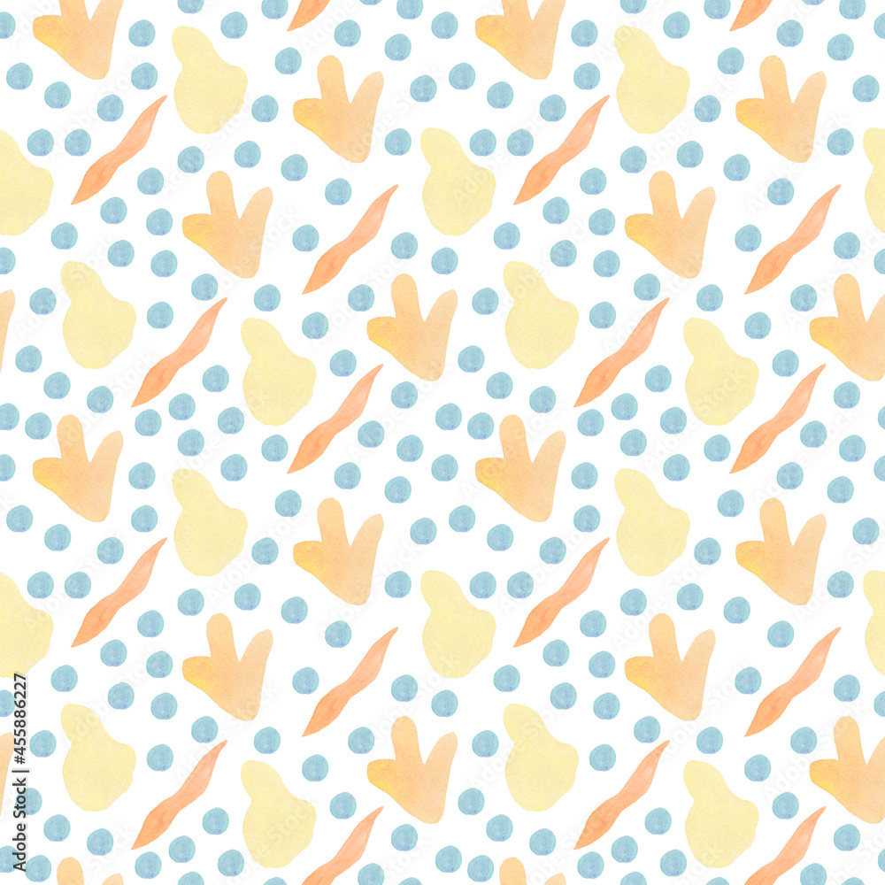 Seamless watercolor pattern in 60's style on white isolated background.Bright colorful Abstract,Vintage,Hip,Polka Dot hand drawn designs for textiles,wrapping paper,fabric,packaging,scrapbook paper. Seamless watercolor pattern in 60's style on white isolated background.Bright colorful Abstract,Vintage,Hip,Polka Dot hand drawn designs for textiles,wrapping paper,fabric,packaging,scrapbook paper.