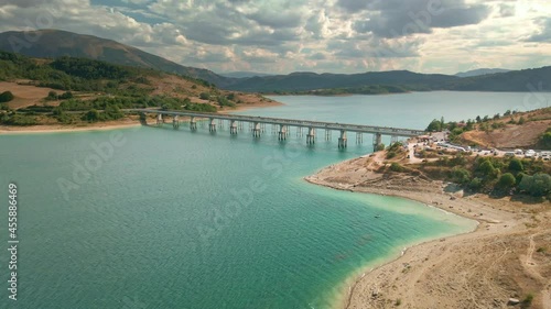 Wallpaper Mural The Bridge Over Lake Campotosto, Gran Sasso And Monti della Laga National Park, Abruzzo, Italy - aerial drone shot Torontodigital.ca