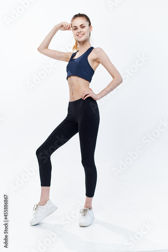 athletic woman slim figure gym energy fitness