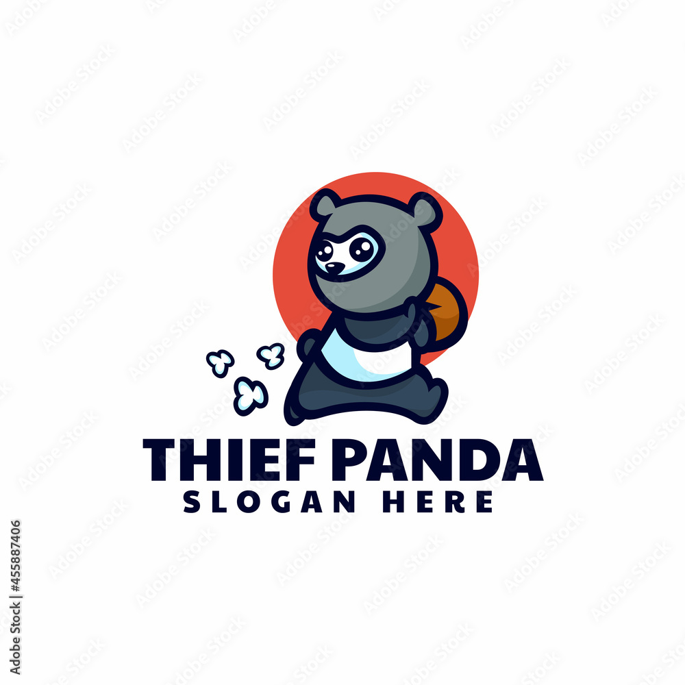 Vector Logo Illustration Thief Panda Mascot Cartoon Style. Vector Logo Illustration Thief Panda Mascot Cartoon Style.