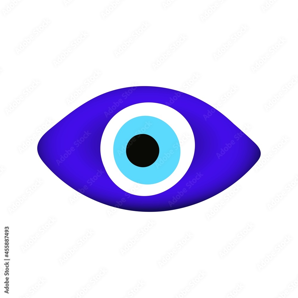 Blue oriental evil eye symbol amulet flat style design vector illustration isolated on white background, Greek or turkish nazar protection talisman. Blue oriental evil eye symbol amulet flat style design vector illustration isolated on white background, Greek or turkish nazar protection talisman.
