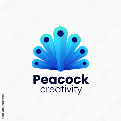 Fototapeta Naklejka Na Ścianę i Meble -  Vector Logo Illustration Peacock Gradient Colorful Style.