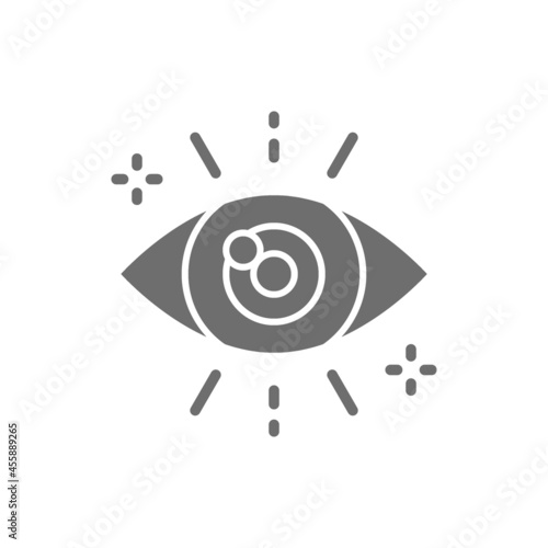 Vector business look, attentive eye grey icon.