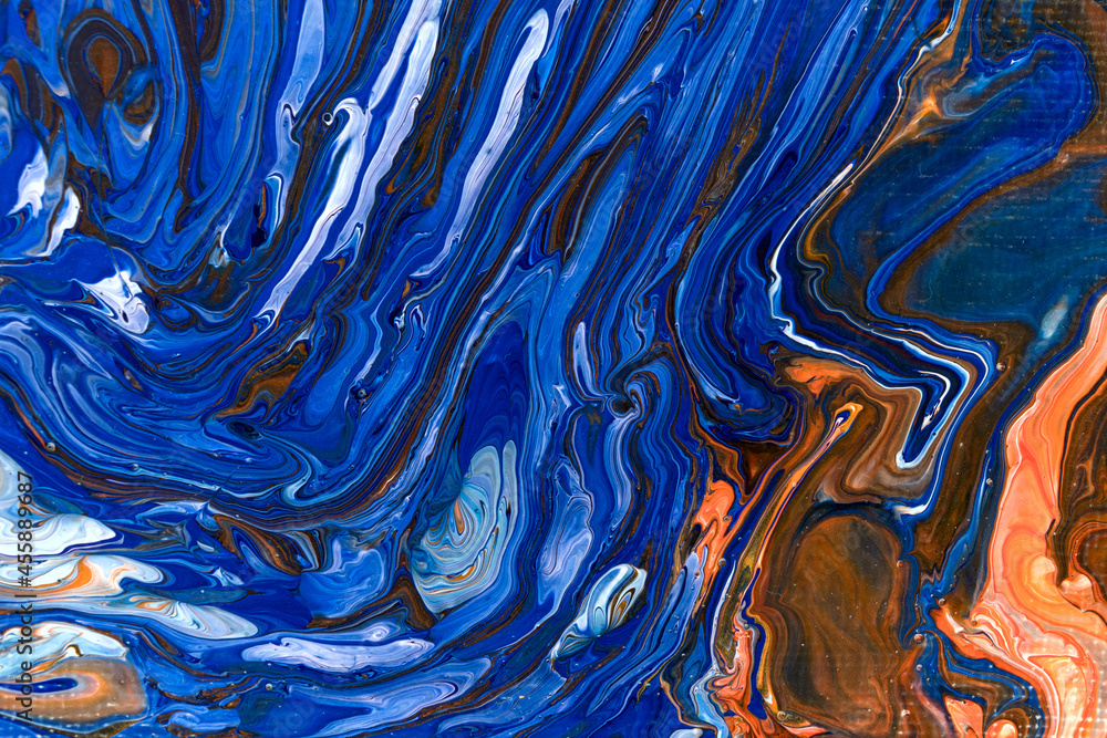 Abstract Fluid Art Painting Background. Acrylic Pour. Marble texture.  Modern Contemporary Art. Creative Liquid Acrylic Pouring Techniques. Mixing  Paints Artwork Stock Illustration | Adobe Stock