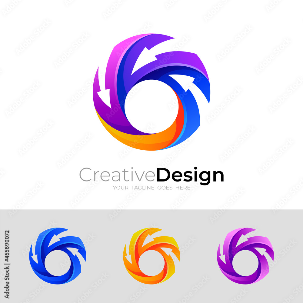 Fototapeta premium Abstract arrow logo design illustration, colorful icon
