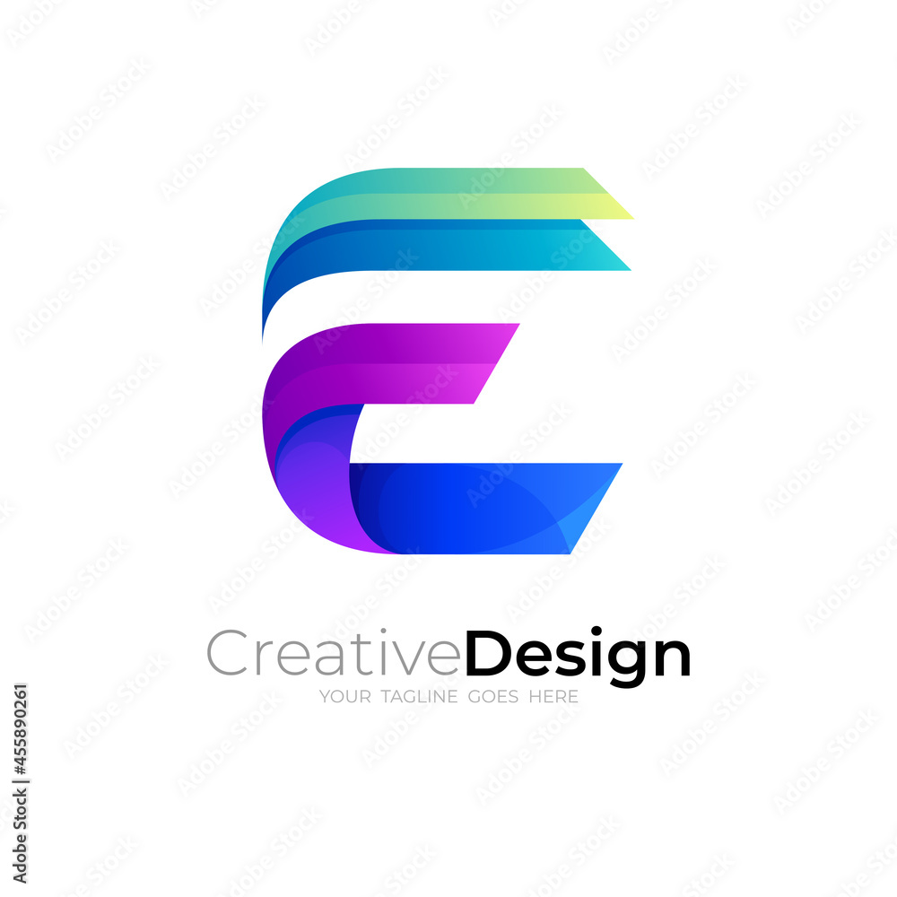 Abstract letter E logo design template, colorful style Abstract letter E logo design template, colorful style