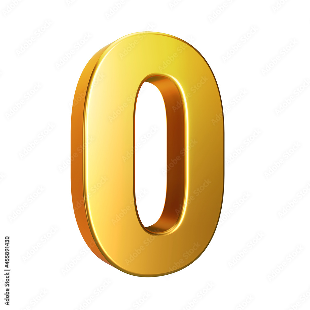 Number 0, Alphabet. Golden 3d number isolated on a white background with Clipping Path. 3d illustration. Number 0, Alphabet. Golden 3d number isolated on a white background with Clipping Path. 3d illustration.