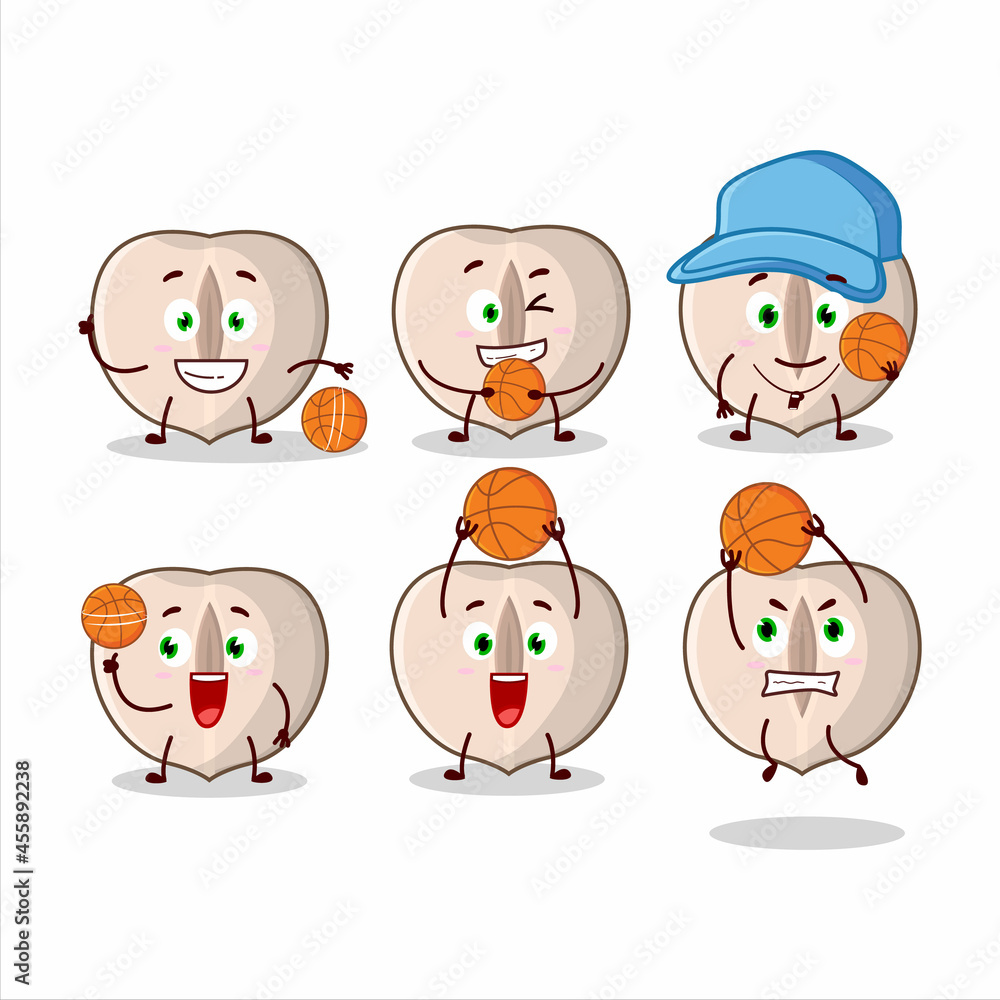 Talented slice hazelnut cartoon character as a basketball athlete Talented slice hazelnut cartoon character as a basketball athlete