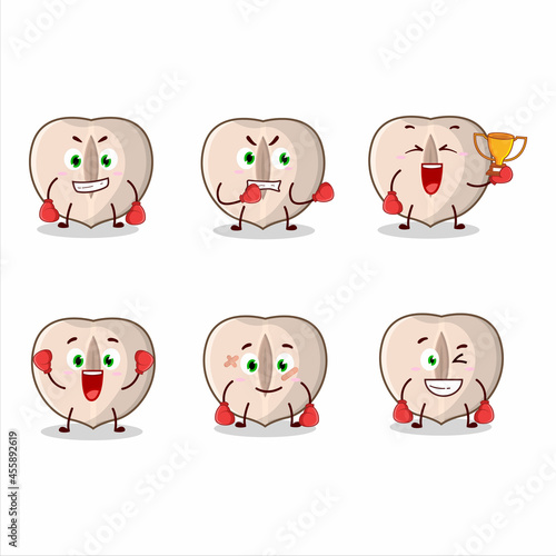 A sporty slice hazelnut boxing athlete cartoon mascot design