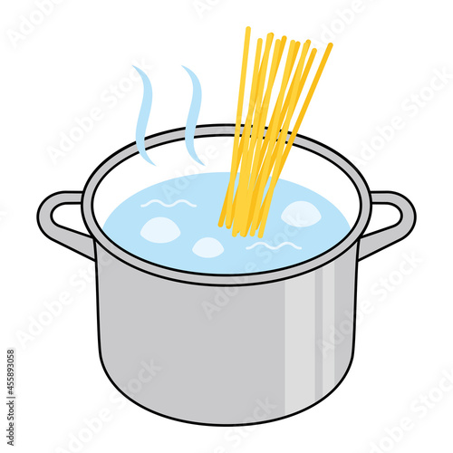 パスタを茹でる　Boiling pasta vector illustration