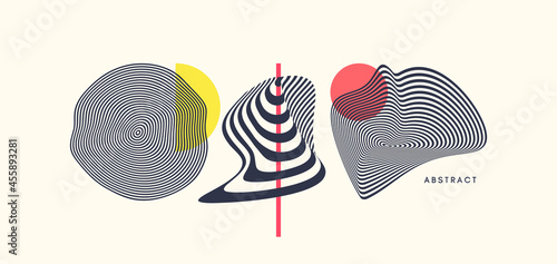 Abstract melted liquid shape. Background made of distorted lines. Pattern with optical illusion. Psychedelic stripes. Vector illustration for brochure, flyer, card, banner or cover.