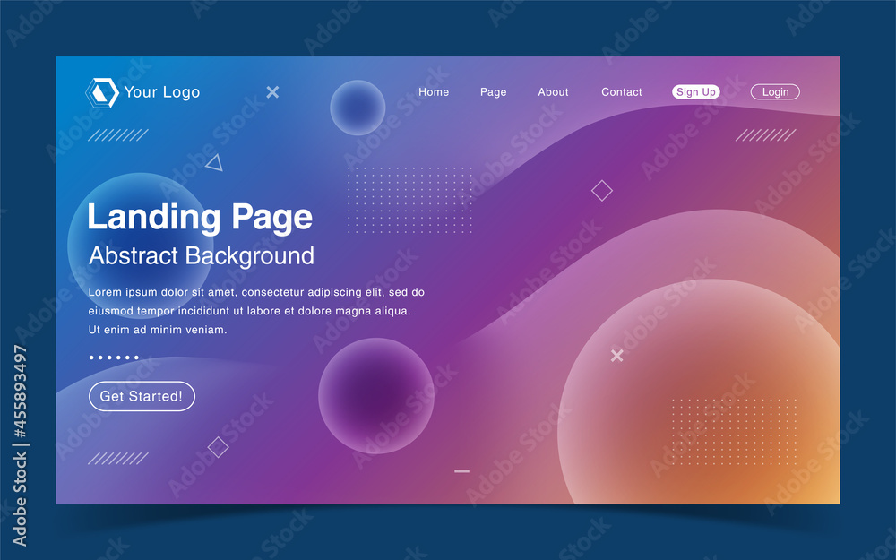 Modern landing page with abstract background Modern landing page with abstract background