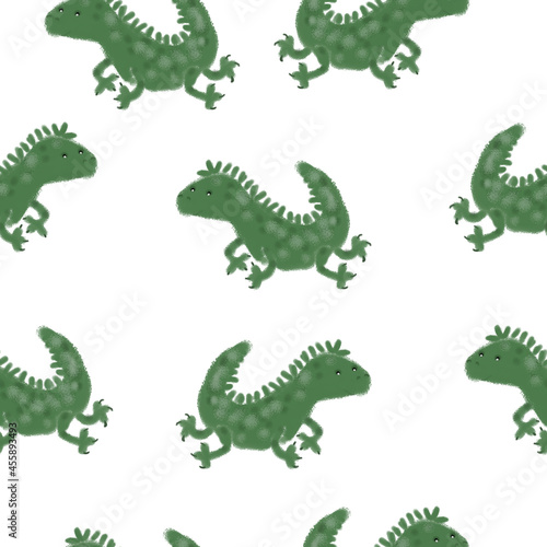 Seamless pattern with lizards. Design for a holiday. Printing for wrapping paper. An illustration for printing. Children's composition. Texture for fabric and paper. © Nataliya