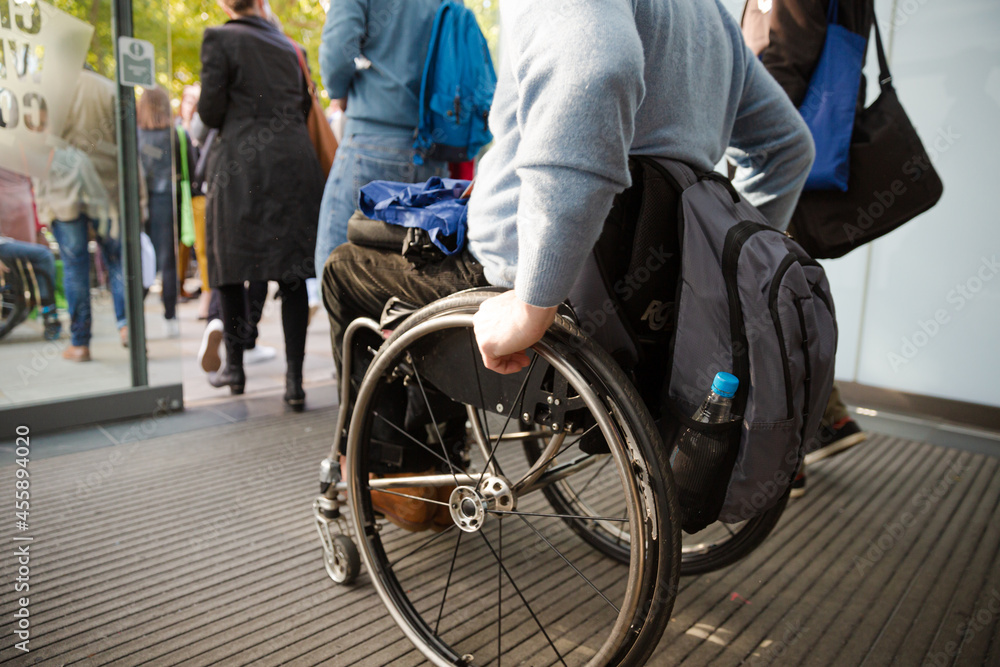 Fototapeta premium People leaving conference hall