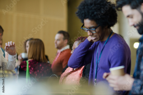 People talking during conference break