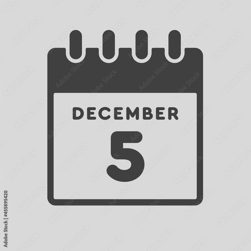 Icon day date 5 December, template calendar page Icon day date 5 December, template calendar page